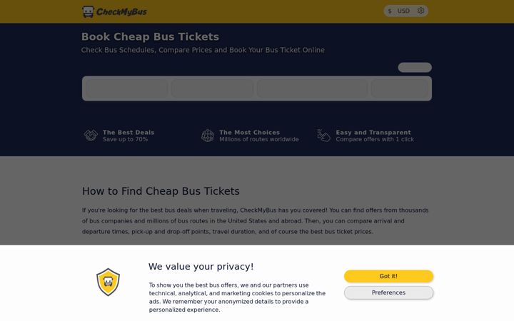 Screenshot of checkmybus.com