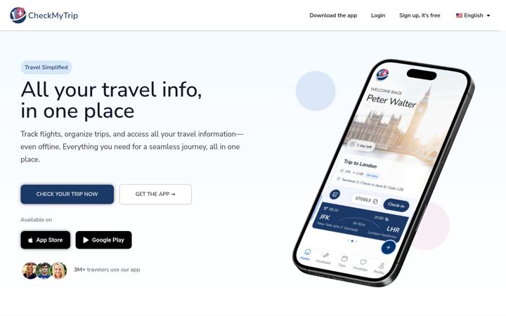 Screenshot of checkmytrip.com