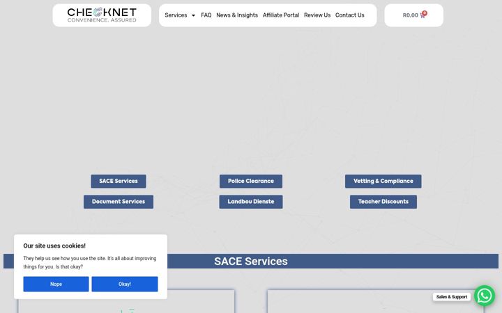 Captura de ecrã de checknet.co.za