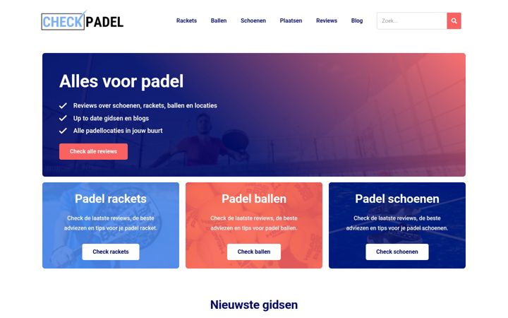Ekrano kopija checkpadel.nl