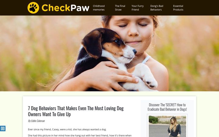 Screenshot of checkpaw.com