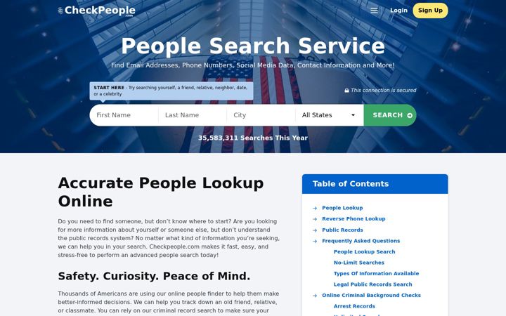 Screenshot of checkpeople.com