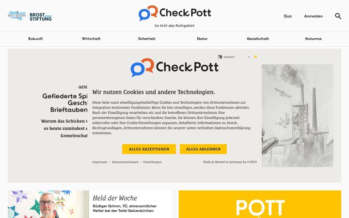 Screenshot of checkpott.ruhr