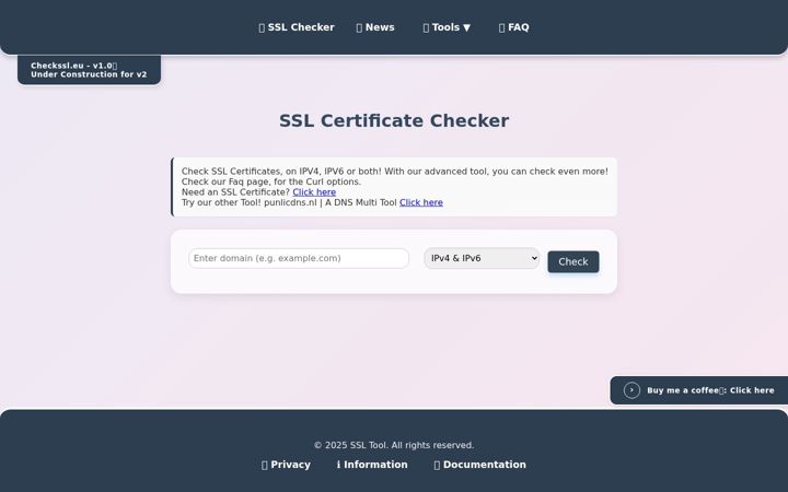 Snímek obrazovky checkssl.eu