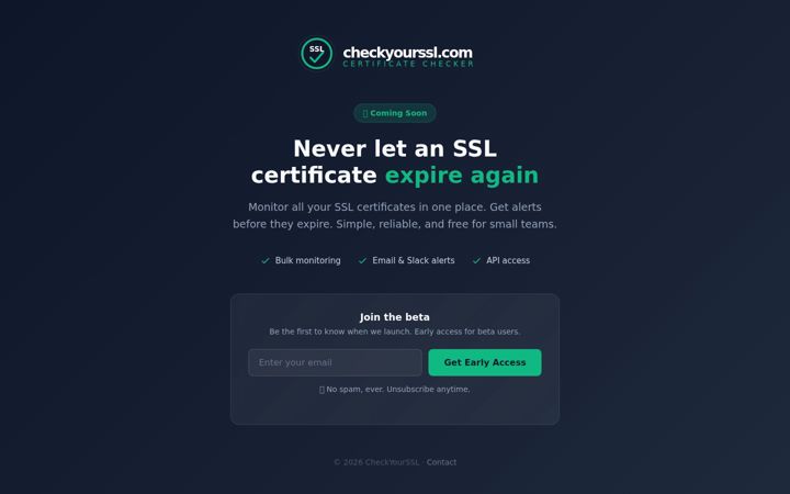 Screenshot of checkyourssl.com
