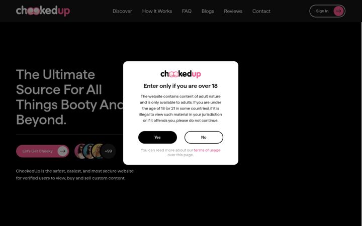 Screenshot of cheekedup.com