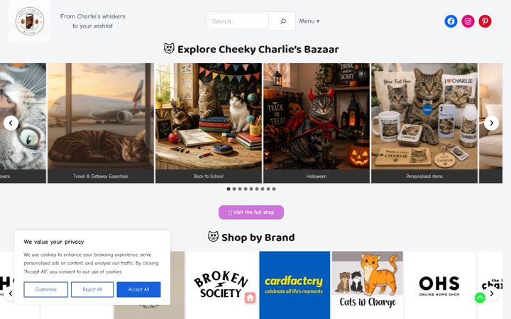 Screenshot von cheekycharliebazaar.co.uk