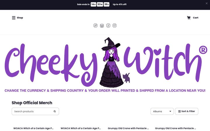Screenshot of cheekywitchery.com
