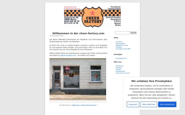 Screenshot of cheer-factory.com