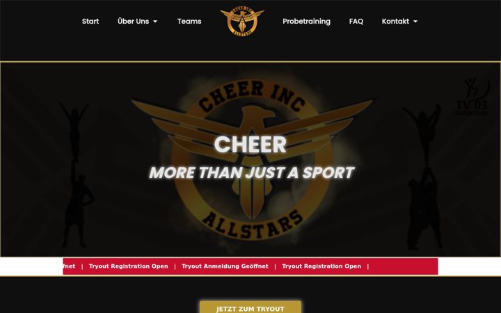 Screenshot of cheerincallstars.com