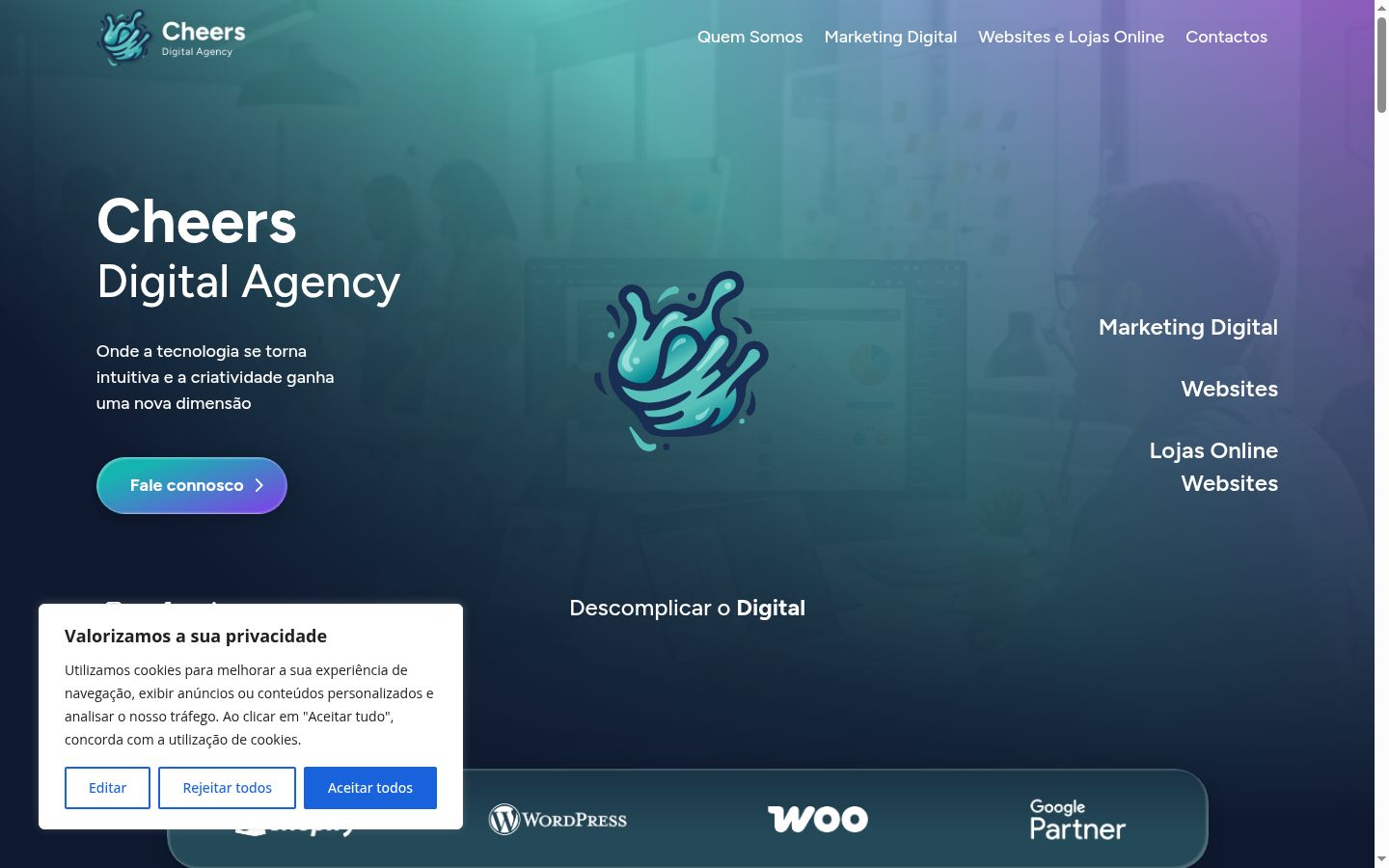 Screenshot of the consent banner shown before any interaction