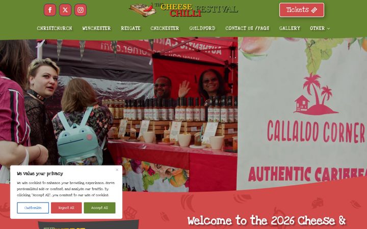 Screenshot of cheeseandchillifestival.com