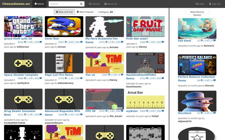 Screenshot di cheesegames.net
