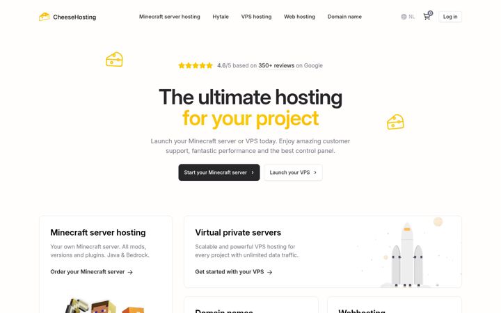 Screenshot of cheesehosting.net