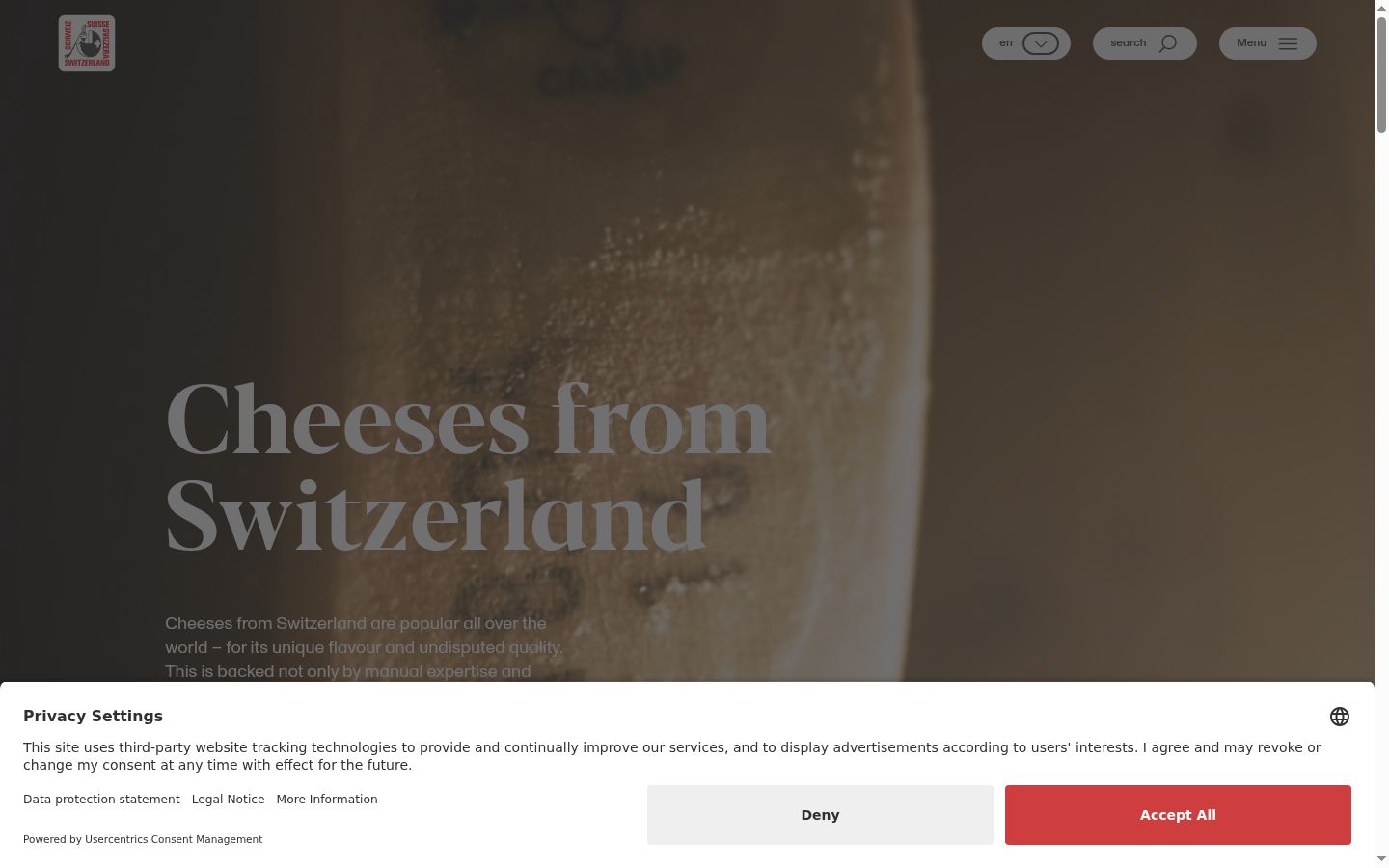 Screenshot of the consent banner shown before any interaction