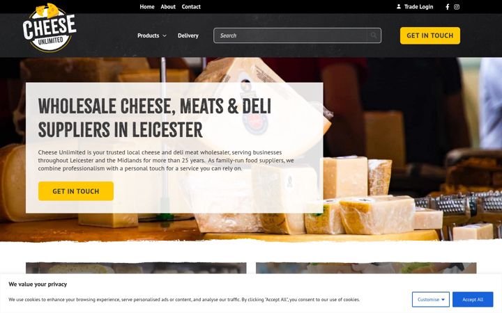 Екранна снимка на cheeseunlimited.co.uk