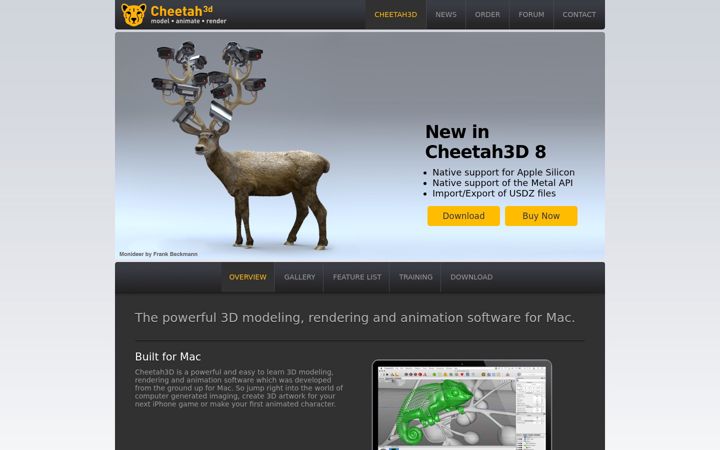 Screenshot of cheetah3d.com
