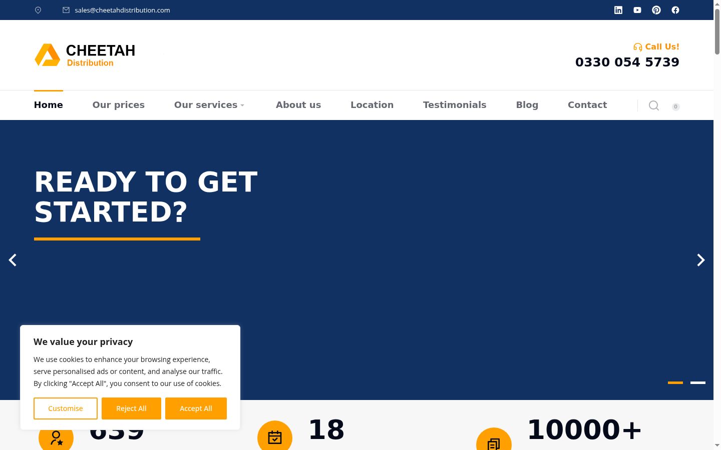Screenshot of the consent banner shown before any interaction
