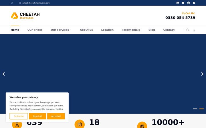 Screenshot of cheetahdistribution.com
