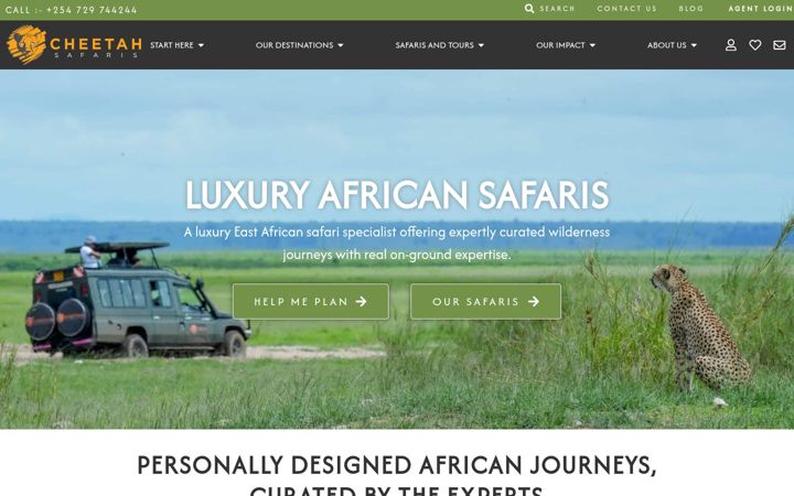 Screenshot of cheetahsafaris.com