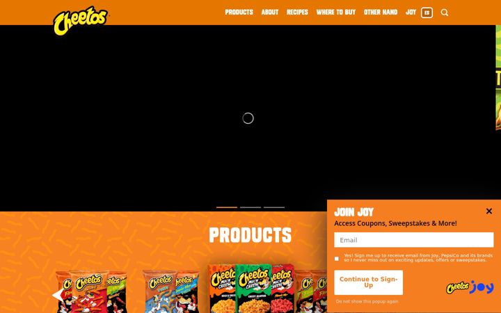Screenshot of cheetos.com