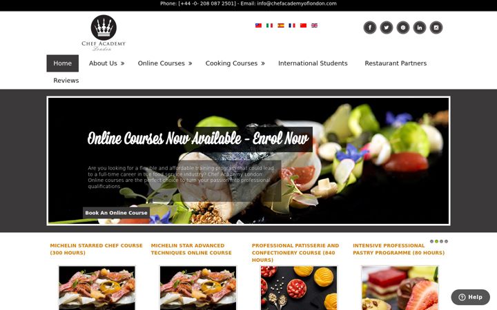 Screenshot of chefacademyoflondon.com