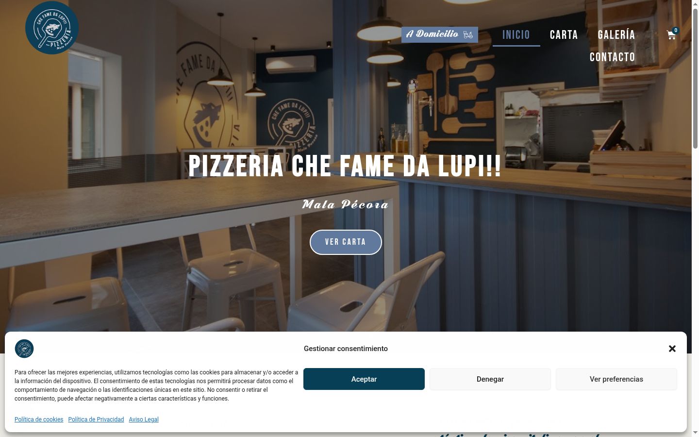 Screenshot del banner di consenso mostrato prima di qualsiasi interazione