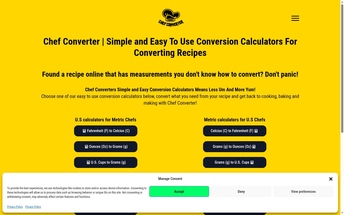 Screenshot of the consent banner shown before any interaction