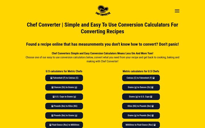Screenshot of chefconverter.com
