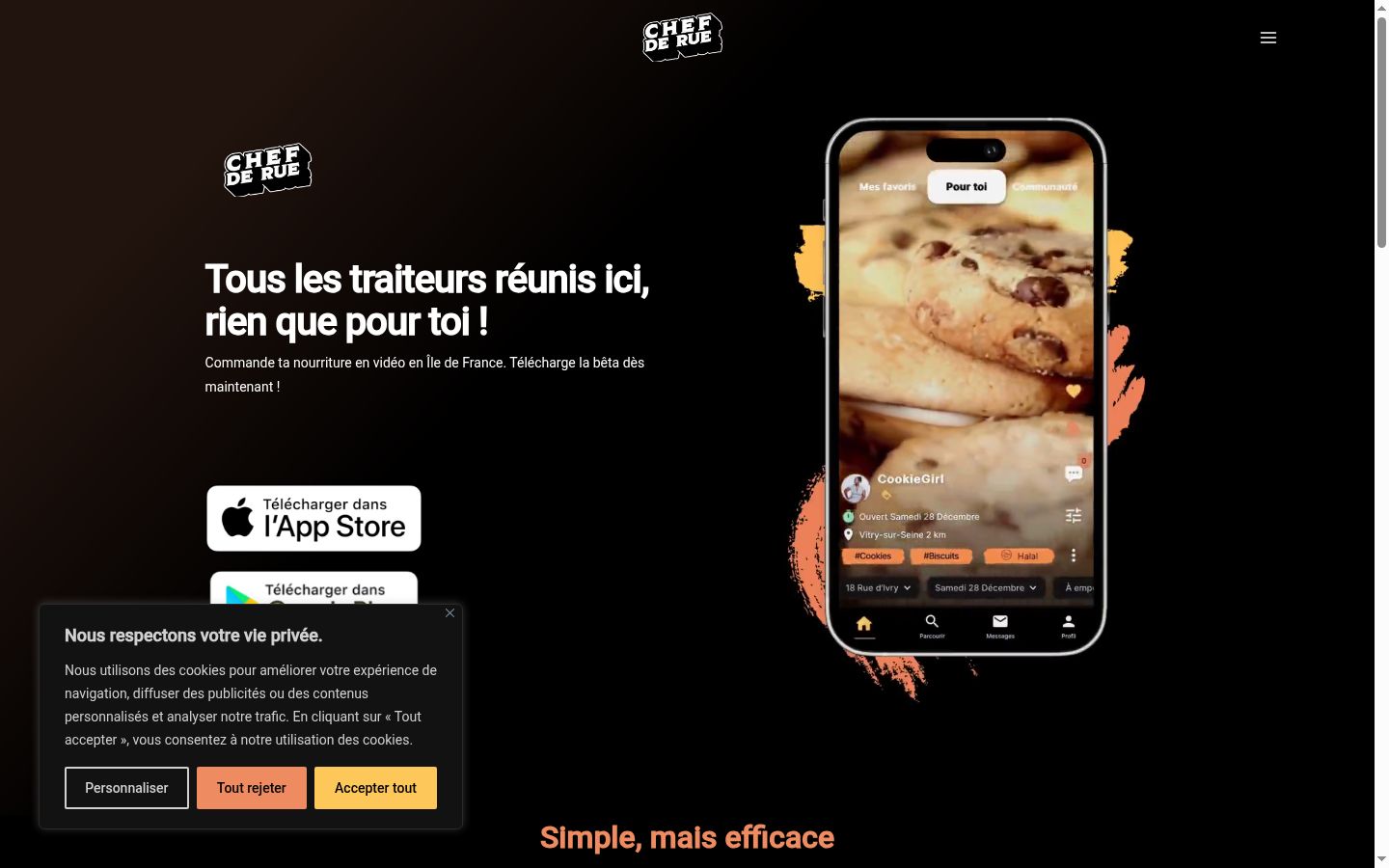 Screenshot of the consent banner shown before any interaction
