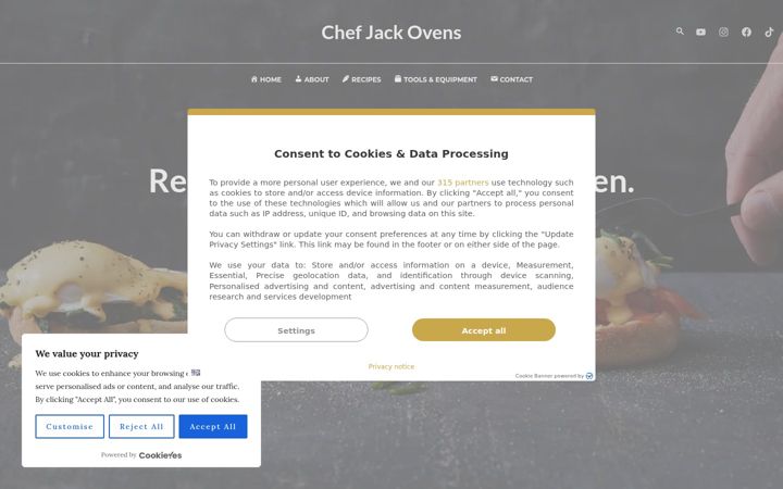 Screenshot of chefjackovens.com