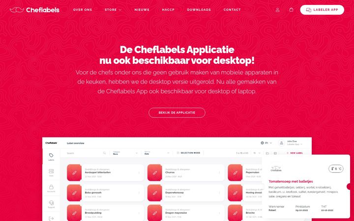 Screenshot του cheflabels.nl
