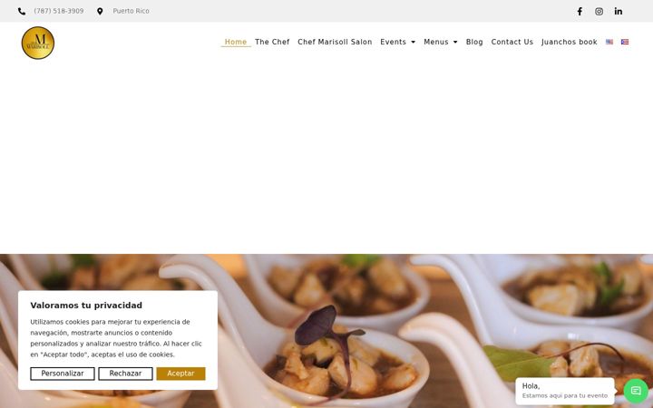 Screenshot of chefmarisollevents.com