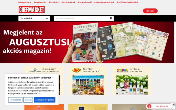 Screenshot ta' chefmarket.hu