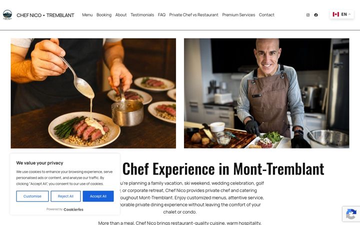 Screenshot of chefnicotremblant.com