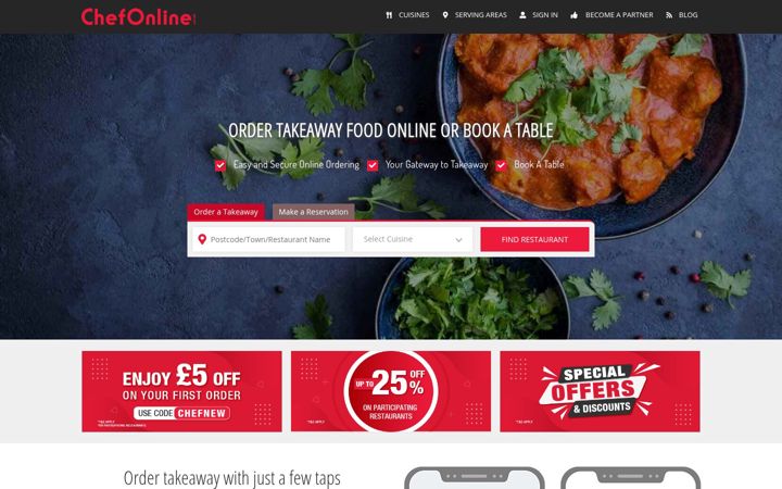 Kuvakaappaus sivustosta chefonline.co.uk