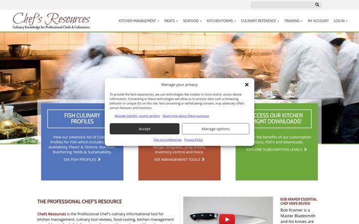 Screenshot of chefs-resources.com
