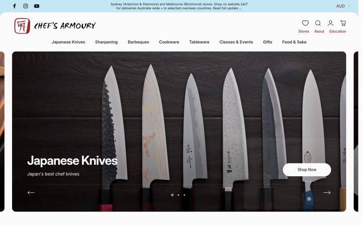 Screenshot of chefsarmoury.com