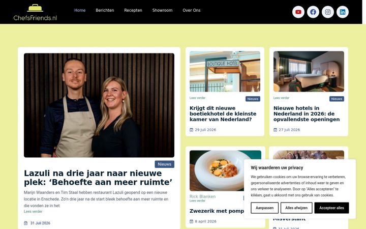 Snímek obrazovky chefsfriends.nl