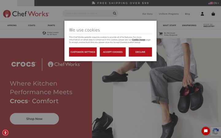 Screenshot of chefworks.com