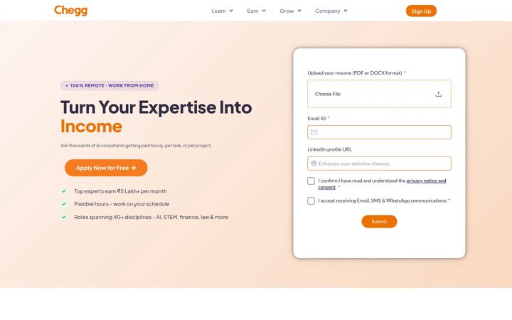 Screenshot of cheggindia.com