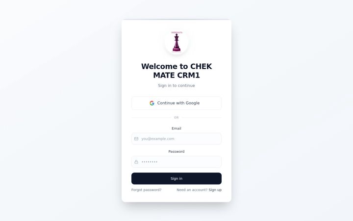 Screenshot of chekmatecrm1.com