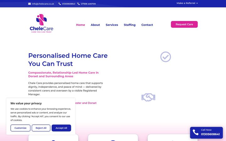 Képernyőkép: chelecare.co.uk