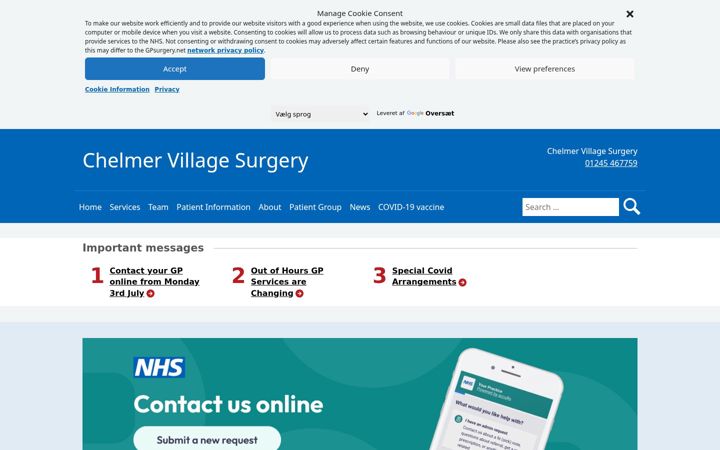 Képernyőkép: chelmervillagesurgery.nhs.uk
