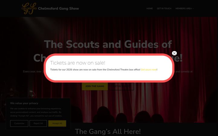 Screenshot ta' chelmsfordgangshow.org.uk