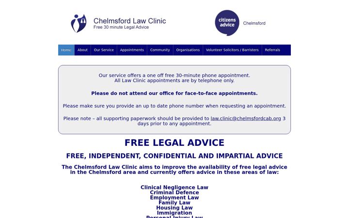 Screenshot di chelmsfordlawclinic.org.uk
