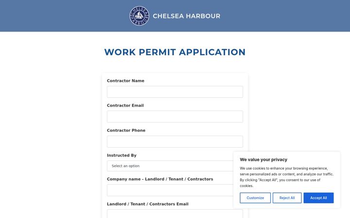 Screenshot di chelsea-harbour-permits.co.uk