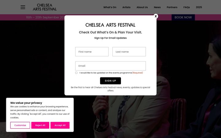 Screenshot of chelseaartsfestival.com