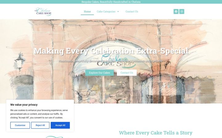 Screenshot di chelseacakeshop.co.uk