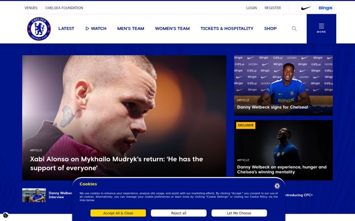 Screenshot of chelseafc.com